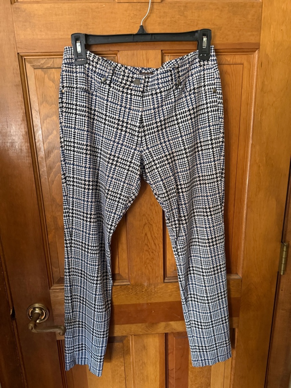 J.McLaughlin Houndstooth Ankle Pants Size 6 Stretch Slim Leg Career Preppy